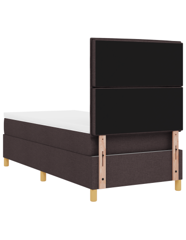 Letto a Sorgente LED Marrone Scuro 90 x 200 cm Tessuto