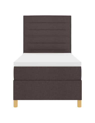 Letto a Sorgente LED Marrone Scuro 90 x 200 cm Tessuto