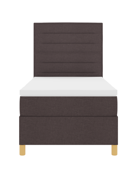 Letto a Sorgente LED Marrone Scuro 90 x 200 cm Tessuto