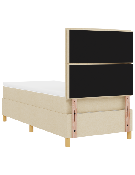 Letto Box Spring con Materasso & Luce LED Panna 90x200 cm Tessuto