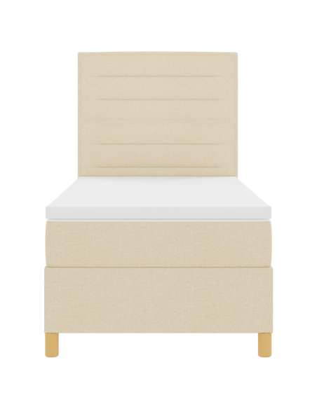 Letto a Sorgente LED con materasso Crema 90 x 200 cm Tessuto