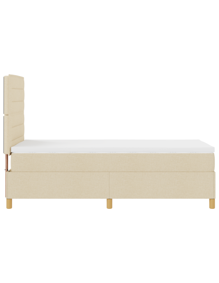 Letto Box Spring con Materasso & Luce LED Panna 90x200 cm Tessuto