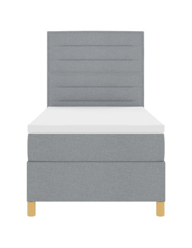 Letto a Sorgente LED Grigio chiaro 100 x 200 cm Tessuto