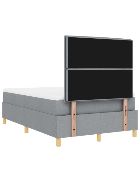Letto box spring con materasso e luce LED grigio chiaro 120x190 cm in tessuto
