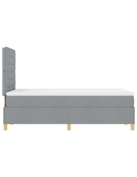 Letto box spring con materasso e luce LED grigio chiaro 120x190 cm in tessuto