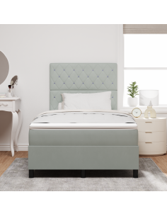 Letto a Sorgente LED Grigio chiaro 120 x 190 cm Tessuto