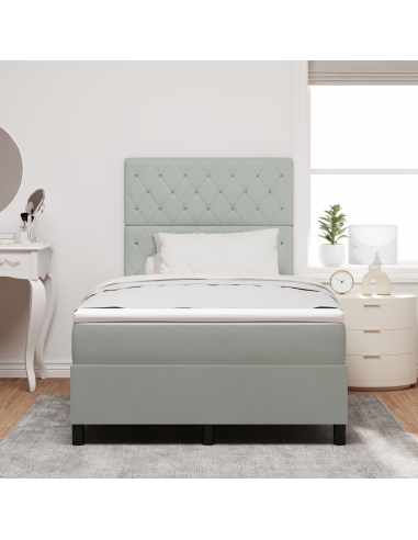 Letto a Sorgente LED Grigio chiaro 120 x 190 cm Tessuto