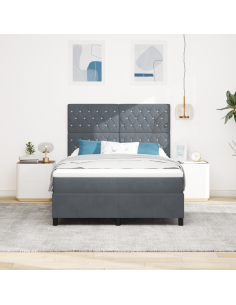 Letto a Sorgente LED Grigio scuro 140 x 190 cm Tessuto