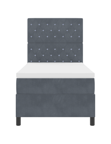 Letto a Sorgente LED Grigio scuro 90 x 200 cm Tessuto