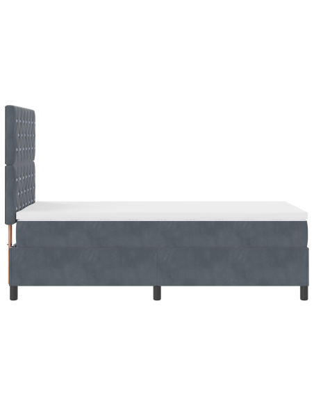 Letto Box Spring con Materasso e LED Grigio Scuro 90x200 cm Velluto