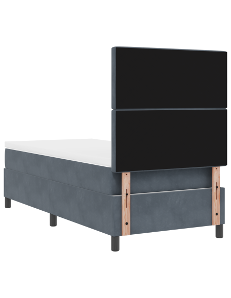 Letto Box Spring con Materasso e LED Grigio Scuro 100x200 cm Velluto