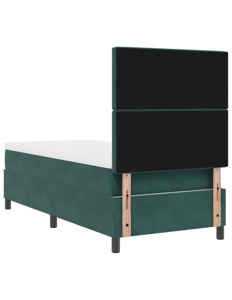 Letto a Sorgente LED Verde Scuro 100 x 200 cm Tessuto