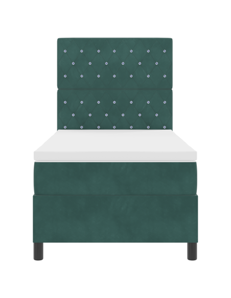 Letto a Rete con Materasso e LED Verde Scuro 100x200 cm Velluto