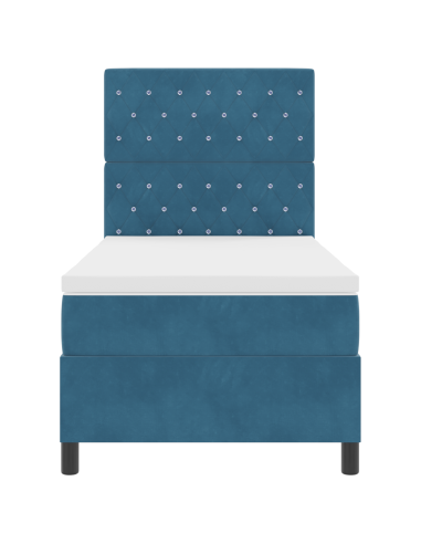 Letto a Sorgente LED Blu Scuro 100 x 200 cm Tessuto