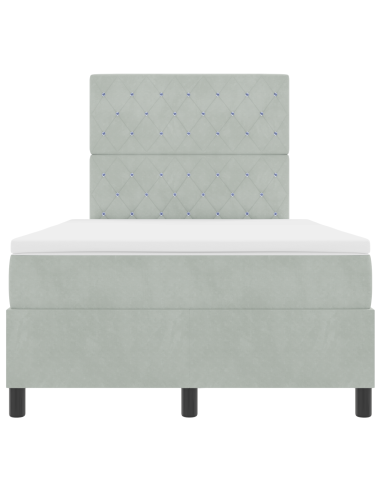 Letto a Sorgente LED Grigio chiaro 120 x 190 cm Tessuto