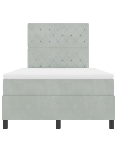 Box Spring Letto con Materasso e Luce LED Grigio Chiaro 120x190 cm in Velluto