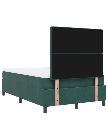 Letto a Sorgente LED Verde Scuro 120 x 190 cm Tessuto