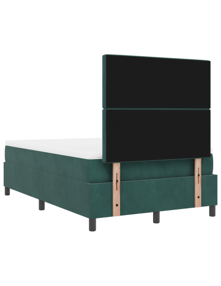 Letto Box Spring con Materasso e LED Verde Scuro 120x190 cm Velluto