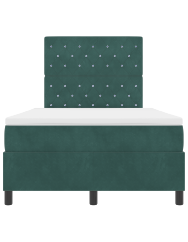 Letto a Sorgente LED Verde Scuro 120 x 190 cm Tessuto
