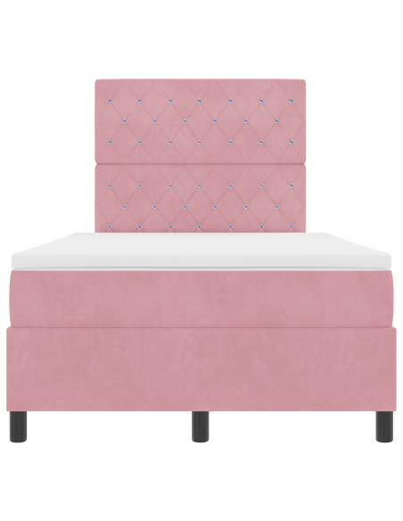 Letto a Box Spring con Materasso e LED Rosa 120x190 cm Velluto