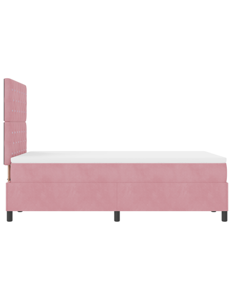Letto a Sorgente LED con materasso Rosa 120 x 190 cm Tessuto
