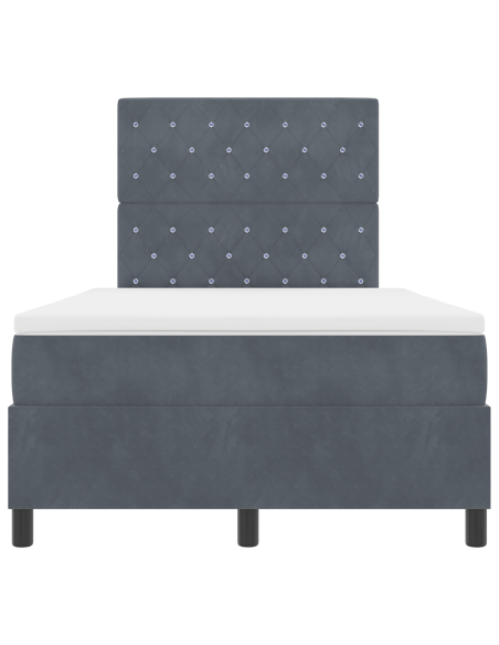 Letto Box Spring con Materasso & LED Grigio Scuro 120x200 cm Velluto