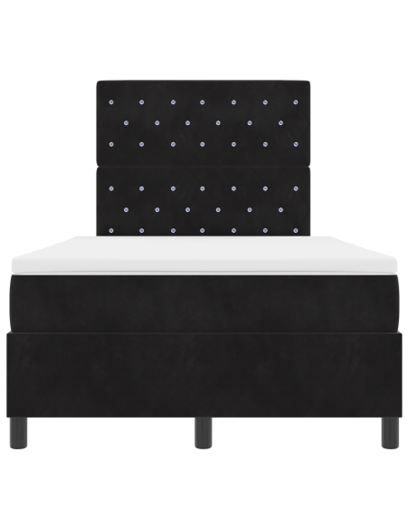 Letto Box Spring con Materasso e LED Nero 120x200 cm in Velluto
