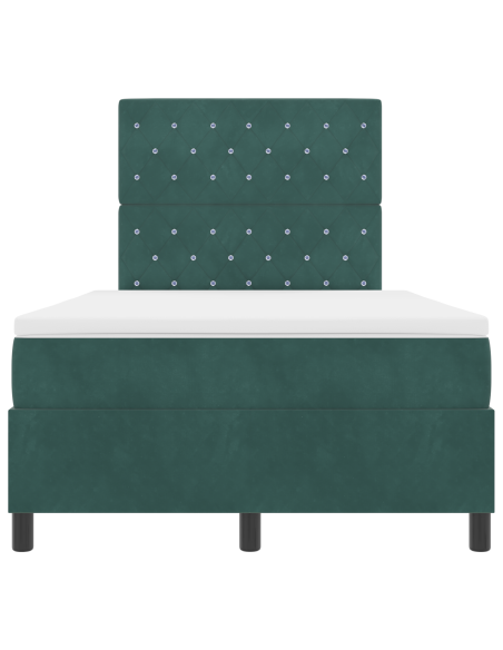 Letto a box con materasso e LED Verde Scuro 120x200 cm Velluto