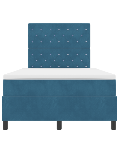 letto a molle con materasso e LED blu scuro 120x200 cm in velluto