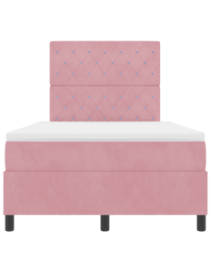 Letto a Sorgente LED con materasso Rosa 120 x 200 cm Tessuto 2