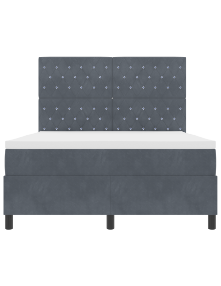 Letto a Molle con Materasso e LED Grigio Scuro 140x190 cm Velluto