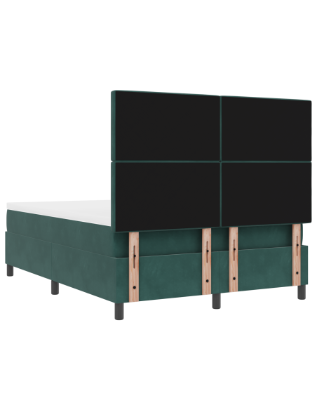 Letto a Molla con Materasso e LED Verde Scuro 140x190 cm Velluto