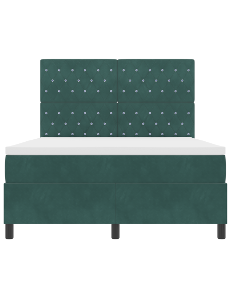 Letto a Molla con Materasso e LED Verde Scuro 140x190 cm Velluto