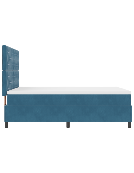 Letto a box spring con materasso e LED blu scuro 140x190 cm in velluto