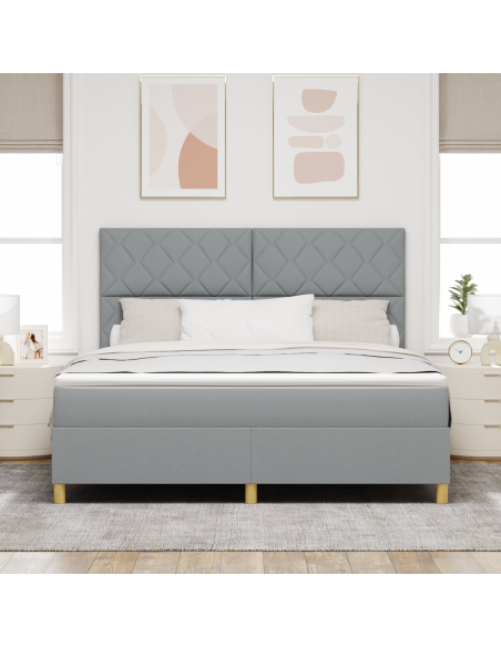 Letto rete a molle con materasso & LED Grigio chiaro 180x200 cm Tessuto