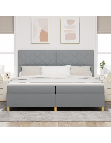 Letto a Sorgente LED Grigio chiaro 200 x 200 cm Tessuto