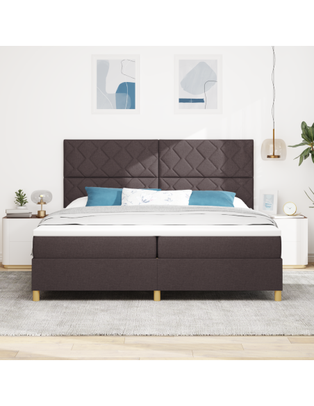 Letto Box Spring con Materasso & LED Marrone Scuro 200x200 cm Tessuto