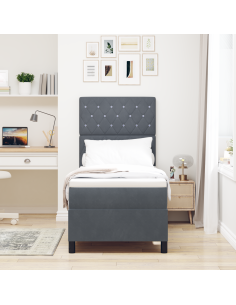 Letto a Sorgente LED Grigio scuro 80 x 200 cm Tessuto