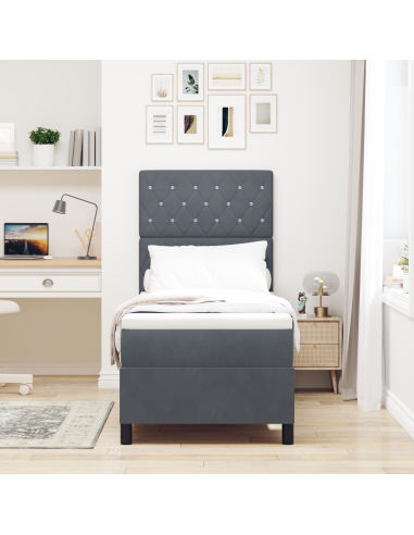 Letto a Sorgente LED Grigio scuro 80 x 200 cm Tessuto