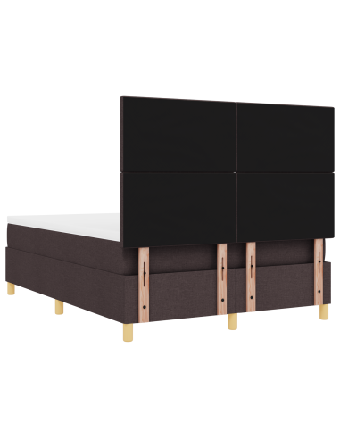 Letto a Sorgente LED Marrone Scuro 160 x 200 cm Tessuto