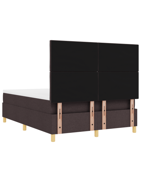 Lettino box spring con materasso & LED marrone scuro 160x200 cm tessuto