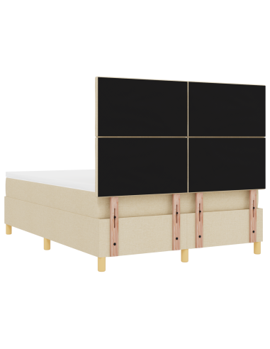 Letto a Sorgente LED con materasso Crema 160 x 200 cm Tessuto