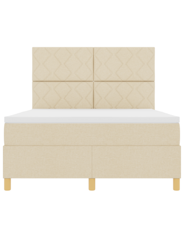 Letto a Sorgente LED con materasso Crema 160 x 200 cm Tessuto