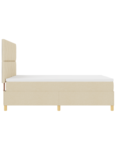 Letto a Sorgente LED con materasso Crema 160 x 200 cm Tessuto