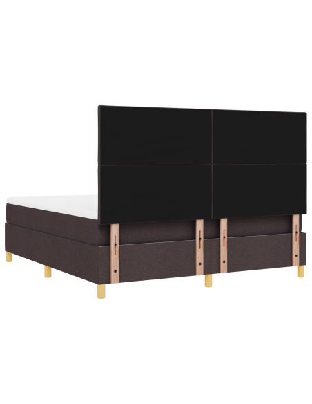 Letto con box spring con materasso & LED Marrone Scuro 180x200 cm Tessuto