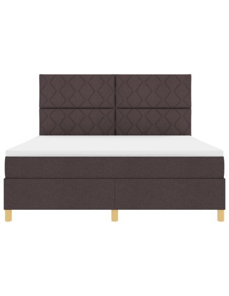 Letto con box spring con materasso & LED Marrone Scuro 180x200 cm Tessuto