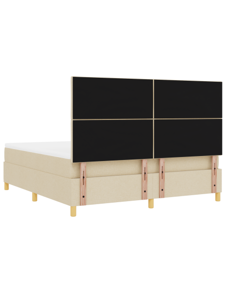 Letto con Box Spring e Materasso & LED Panna 180x200 cm Tessuto