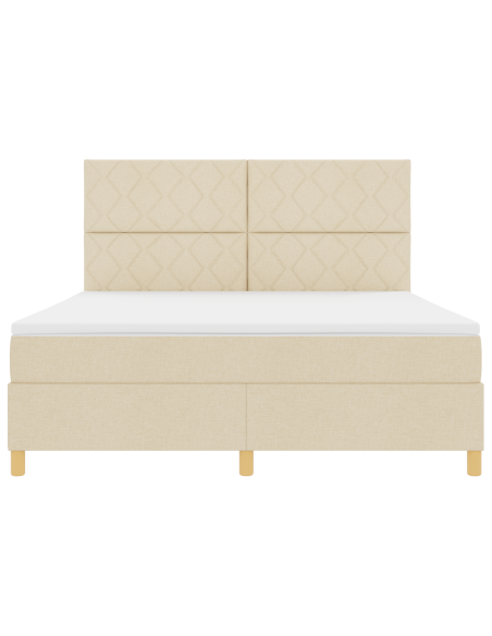 Letto con Box Spring e Materasso & LED Panna 180x200 cm Tessuto