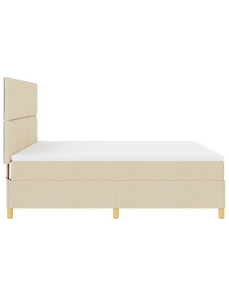 Letto con Box Spring e Materasso & LED Panna 180x200 cm Tessuto