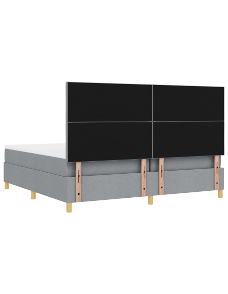 Letto a Box con Materasso e Luce LED Grigio chiaro 200x200 cm Tessuto